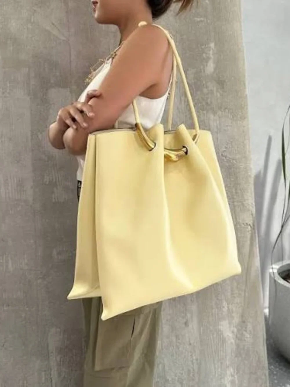 Cult Gaia Asa Shoulder Tote Burro Light Yellow Bag
